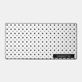 Zwarte en zilveren polka stippen op een witte acht bureaumat (Voorkant)