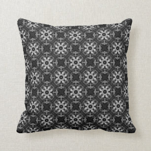 Zwarte en zilveren Steampunk bloemen stijl 012 Kussen