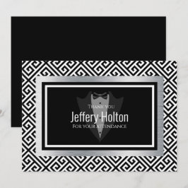 Zwarte en zilveren Verlovingsfeest Bedankkaart