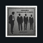 Zwarte en zilveren vrijgezellenfeest chic servet<br><div class="desc">*Pas aan met uw tekst.</div>