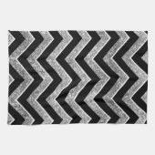 Zwarte en zilverglitterijchevron theedoek (Horizontaal)