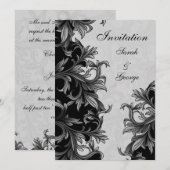 zwarte en zilvergrijze bruiloft kaart (Voorkant / Achterkant)