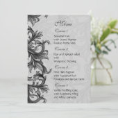 zwarte en zilvergrijze bruiloft menu (Staand voorkant)