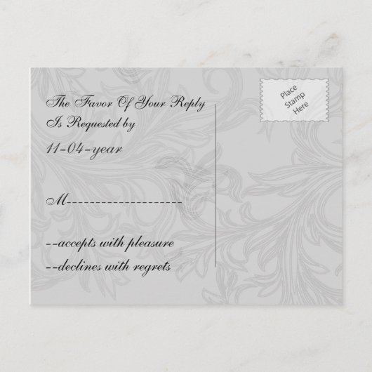 zwarte en zilvergrijze bruiloft uitnodiging briefkaart (Achterkant)