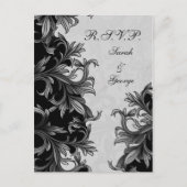 zwarte en zilvergrijze bruiloft uitnodiging briefkaart (Voorkant)