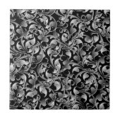 Zwarte en zilverkleurige bladeren tegeltje (Voorkant)