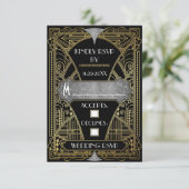 zwarte en zilverkleurige deco-weddenschappen met RSVP kaartje (Staand voorkant)