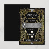 zwarte en zilverkleurige deco-weddenschappen met RSVP kaartje (Voorkant / Achterkant)