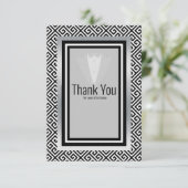 Zwarte en zilverkleurige tuxedo, formele aangepast bedankkaart (Staand voorkant)