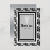 Zwarte en zilverkleurige tuxedo, formele aangepast bedankkaart (Voorkant / Achterkant)