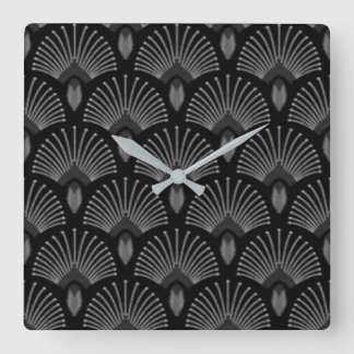 Zwarte en zilverkunst Deco-ventilatorontwerpklok Vierkante Klok