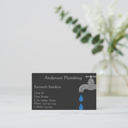 Zwarte en zilverleidingen en -buizen visitekaartje (Staand voorkant)