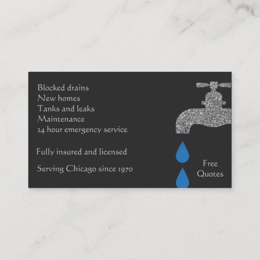 Zwarte en zilverleidingen en -buizen visitekaartje (Achterkant)