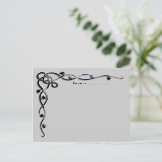 Zwarte en zilverleien wijnrecept Blanco kaart (Staand voorkant)