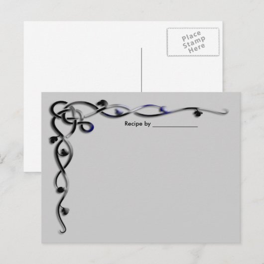 Zwarte en zilverleien wijnrecept Blanco kaart (Voorkant / Achterkant)