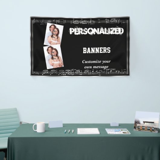 Zwarte en zilvernoten spandoek (Beurs)