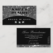 Zwarte en zilversparkle Glitter Shimmery Diamonds Visitekaartje (Voorkant / Achterkant)
