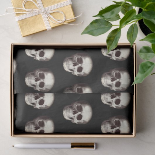 Zwarte enge schedel patroon Halloween Tissuepapier (Geschenk)