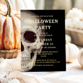 Zwarte enge schedel volwassen Halloween goud Folie Uitnodiging