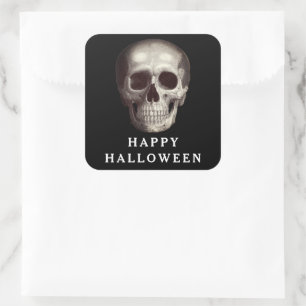 Zwarte Enge Schedel Volwassene Halloween  Vierkante Sticker