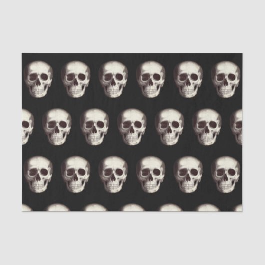 Zwarte Enge Schedelpatroon Halloween Tissuepapier (Voorkant)