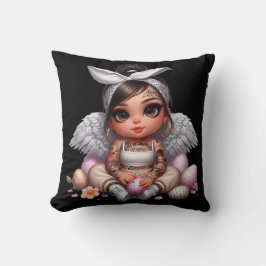 Zwarte engel baby worp kussen