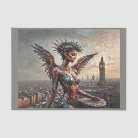 Zwarte engel boven Londen Tissuepapier (Voorkant)