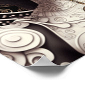 Zwarte engel die witte rozen in haar haar haar haa poster (Hoek)