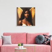 Zwarte Engel Etherische Angelcore Kunst Canvas Afdruk (Insitu (Woonkamer))
