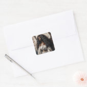 Zwarte engel met lang haar vierkante sticker (Envelop)