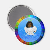 Zwarte engel ronde magneet (Voorkant / Achterkant)