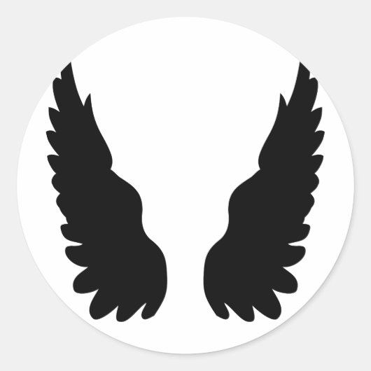 Zwarte engel vleugels ronde sticker (Voorkant)