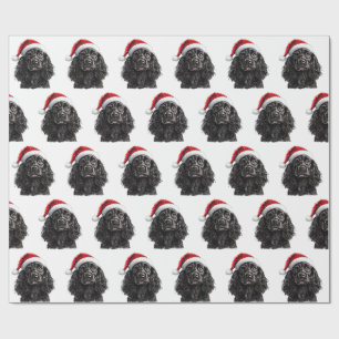 Zwarte Engelse Cocker Spaniel Hond met Kerstman Ho Cadeaupapier