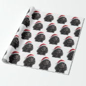 Zwarte Engelse Cocker Spaniel Hond met Kerstman Ho Cadeaupapier (Uitgerold)