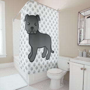 Zwarte Engelse Staffordshire Bull Terrier Hond Douchegordijn