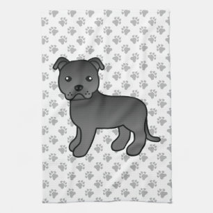 Zwarte Engelse Staffordshire Bull Terrier Hond Theedoek