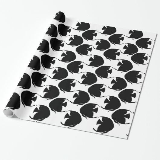 Zwarte Engelvis Cadeaupapier (Uitgerold)