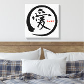 Zwarte enso cirkel | Japans kanji symbool voor lie Canvas Afdruk (Insitu (Slaapkamer))