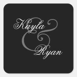 Zwarte envelop Seal Bruiloft Vierkante Sticker