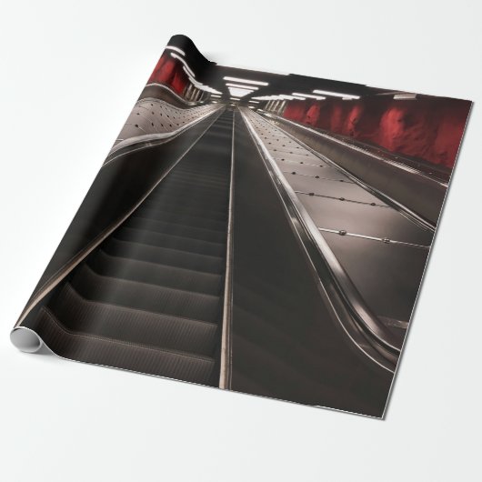 ZWARTE ESCALATOR ZONDER MENSEN CADEAUPAPIER (Uitgerold)