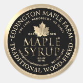 Zwarte esdoornsiroop Gouden esdoornblad Gouden ran Ronde Sticker (Voorkant)