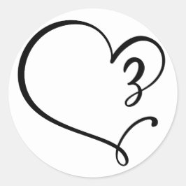 Zwarte esthetische lijn hart bruiloft envelop afdi ronde sticker