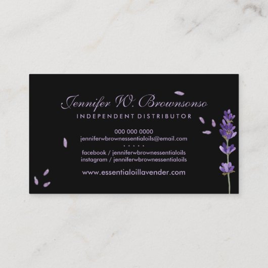 Zwarte etherische oliën Lavendel Visitekaartje (Achterkant)