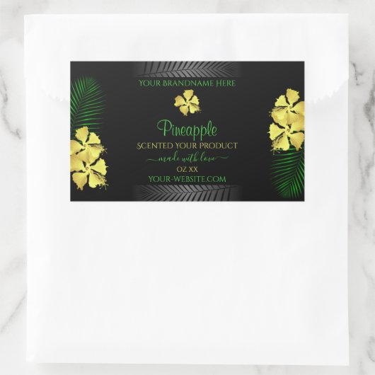 Zwarte Etiket Geel Groen Hawaiian Flowers (Tas)