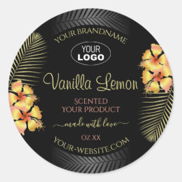 Zwarte Etiket Geel Hawaï Flowers Voeg Logo toe