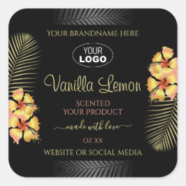 Zwarte Etiket Geel Hawaï Flowers Voeg Logo toe