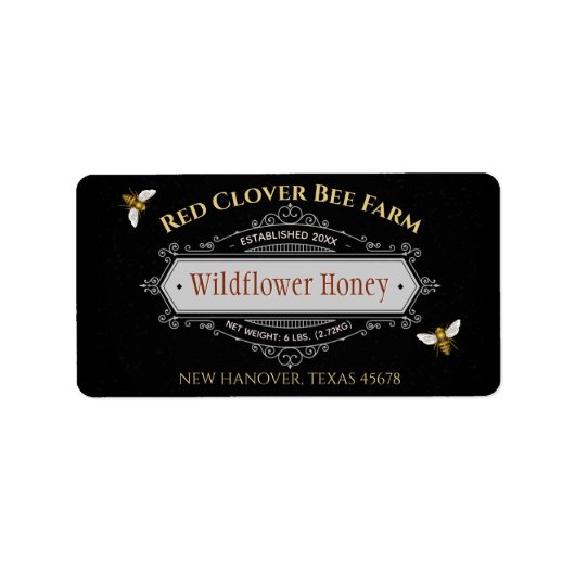 Zwarte Etiket sierhoningpotjes (Voorkant)