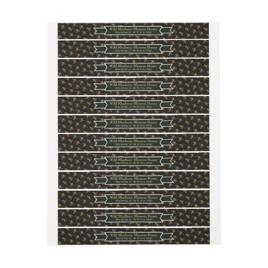 Zwarte Etiket voor bijenkolonie Honey Jar-deksella (Vel)