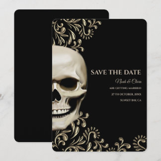 Zwarte Etnische Donkere Gotische Schedel Hallowedd Save The Date