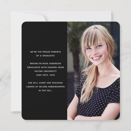 Zwarte Eucalyptus 3 Aankondiging Afstuderen foto's (Achterkant)